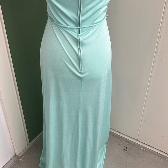 Vintage 70s Sea Foam Green Maxi Dress - Picture 5 of 7